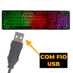 Teclado Gamer Mecânico Barato Iluminado USB LED RGB ABNT2