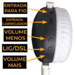 Fone de Ouvido Headset Infantil Bluetooth Sem Fio Dobrável