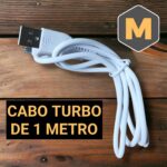 Carregador Tomada Turbo e Cabo Turbo com Carregamento Rápido Tipo C, Lightning e Tipo V8