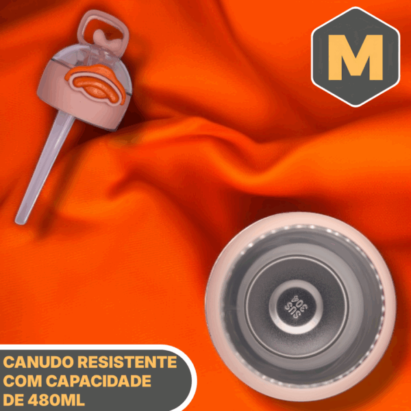 1 Ducky™ Garrafa Térmica Infantil 480ml Canudo Inox