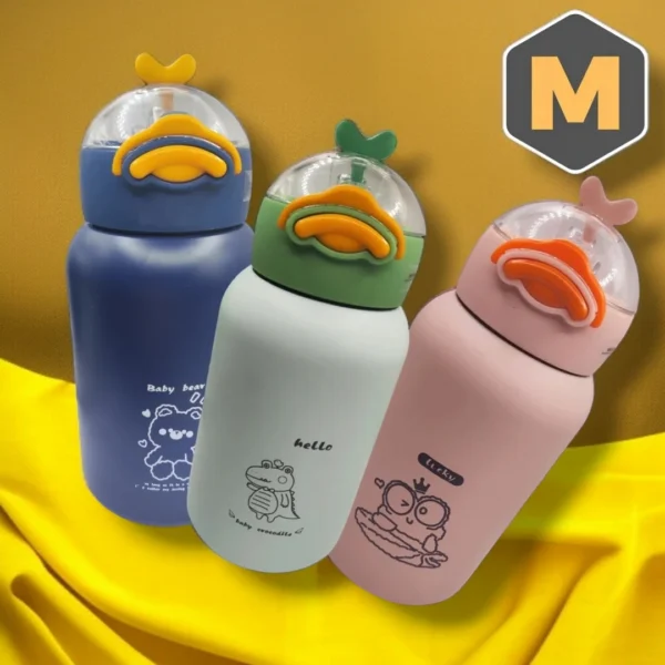 Ducky™ Garrafa Térmica Infantil 480ml Canudo Inox