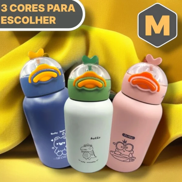 Ducky™ Garrafa Térmica Infantil 480ml Canudo Inox