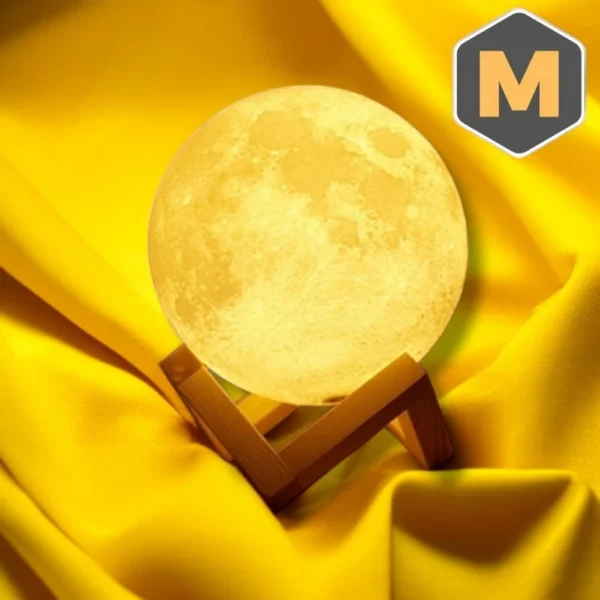 Moonly™ Luminária Lua Cheia 3D LED com Base Abajur para Quarto, Sala ou Presente